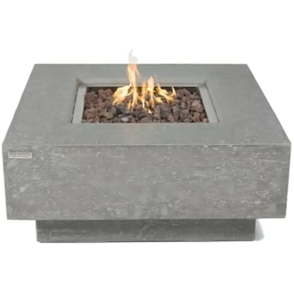 

Outdoor Table 37 Inch Natural Gas Patio Heater Concrete Firepits Outside Electronic Ignition Backyard Fireplace Cover Lava Rock