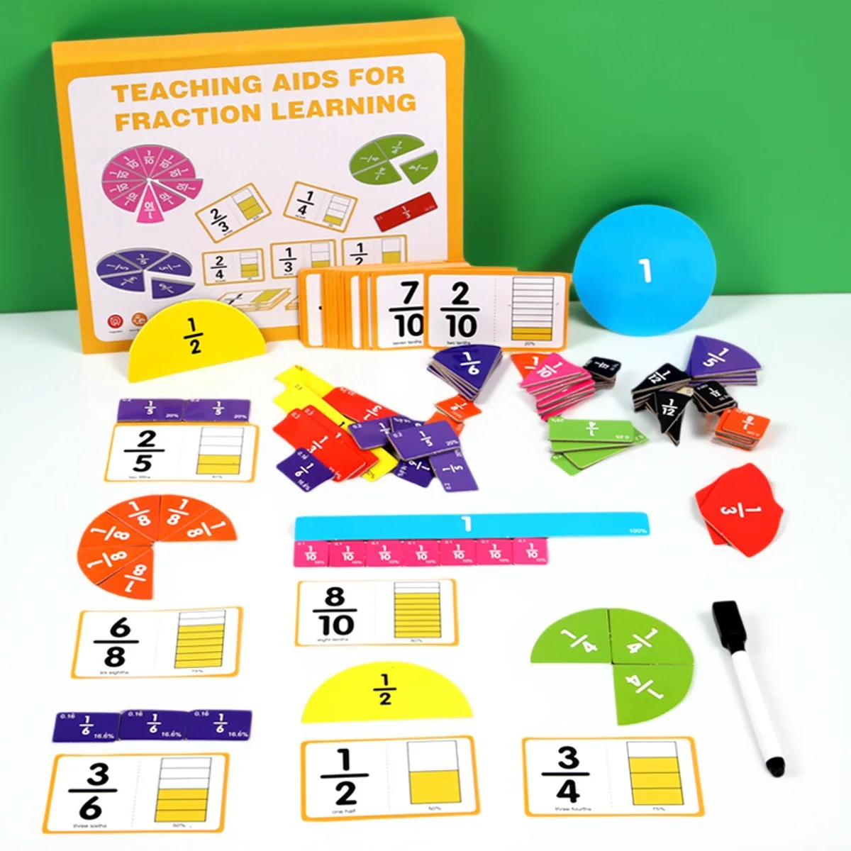 분수 디스크 시연 장난감, 3학년 초등학생을 위한 인지적 덧셈 및 뺄셈 수학 도구, 교육용 학습