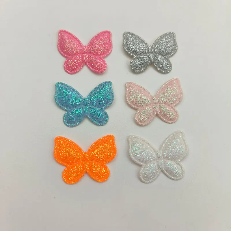 60 Stück gepolsterte Glitzer-Schmetterlings-Applikationen für Kopfbedeckungen, Haarspangen, Zubehör, Hüte, Taschen, Geschenkverpackungen, Dekorationsaufnäher – Detail 7