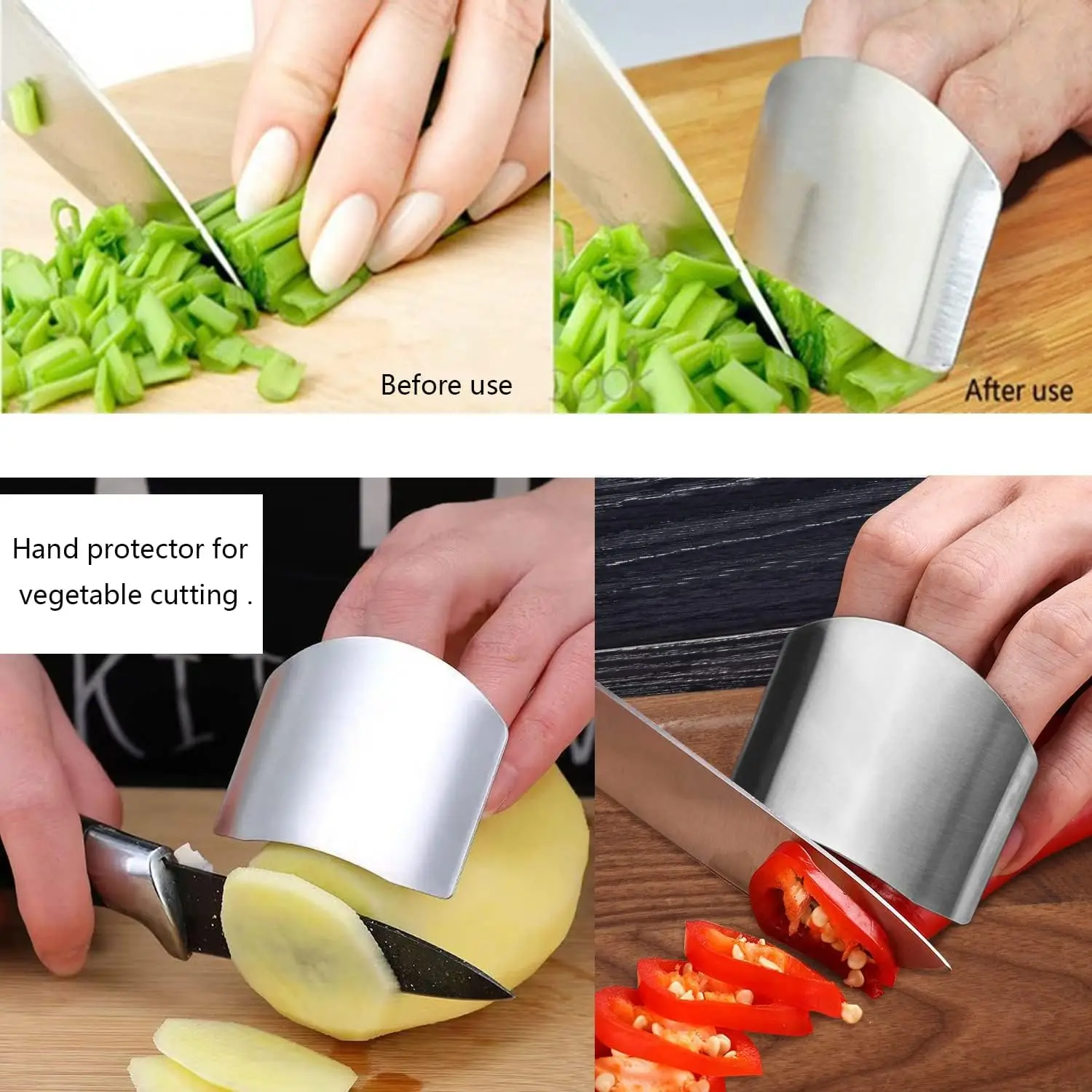 Adjustable Finger Guard Meat Vegetable Cutting Shiel Thumb Guard Finger Protector Chopping Tools Stainless Steel Kitchen Gadget