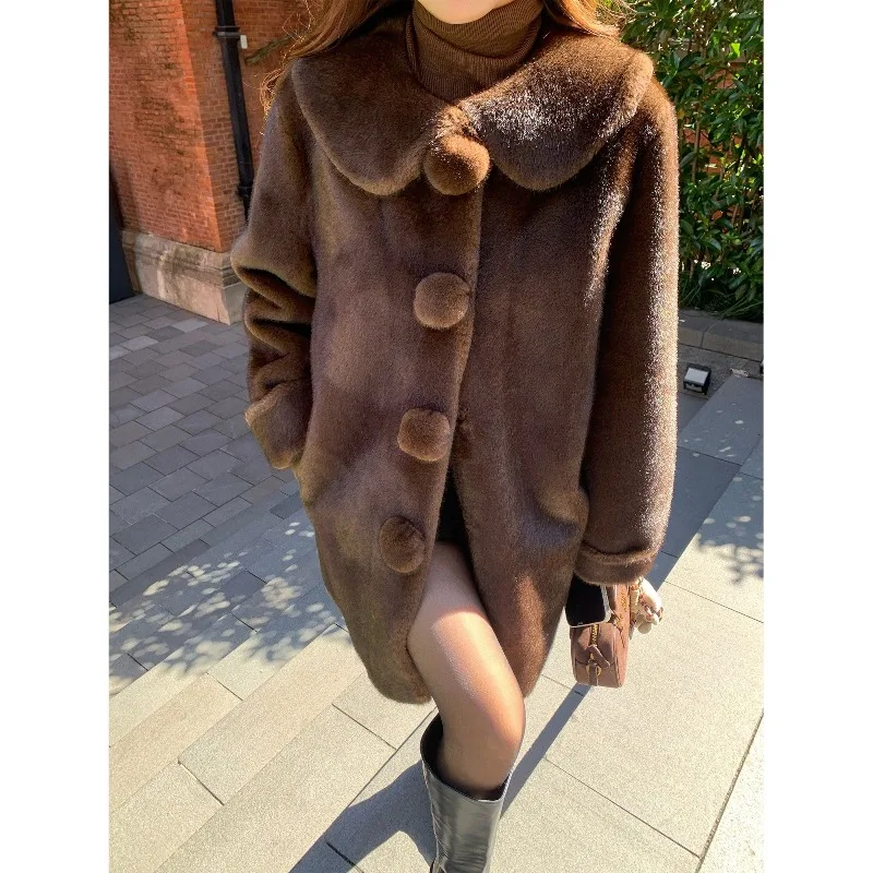 Fur Integrated Imitation Mink Hair Ball Environmentally Friendly Fur Jacket Women's Autumn and Winter Senior Sense