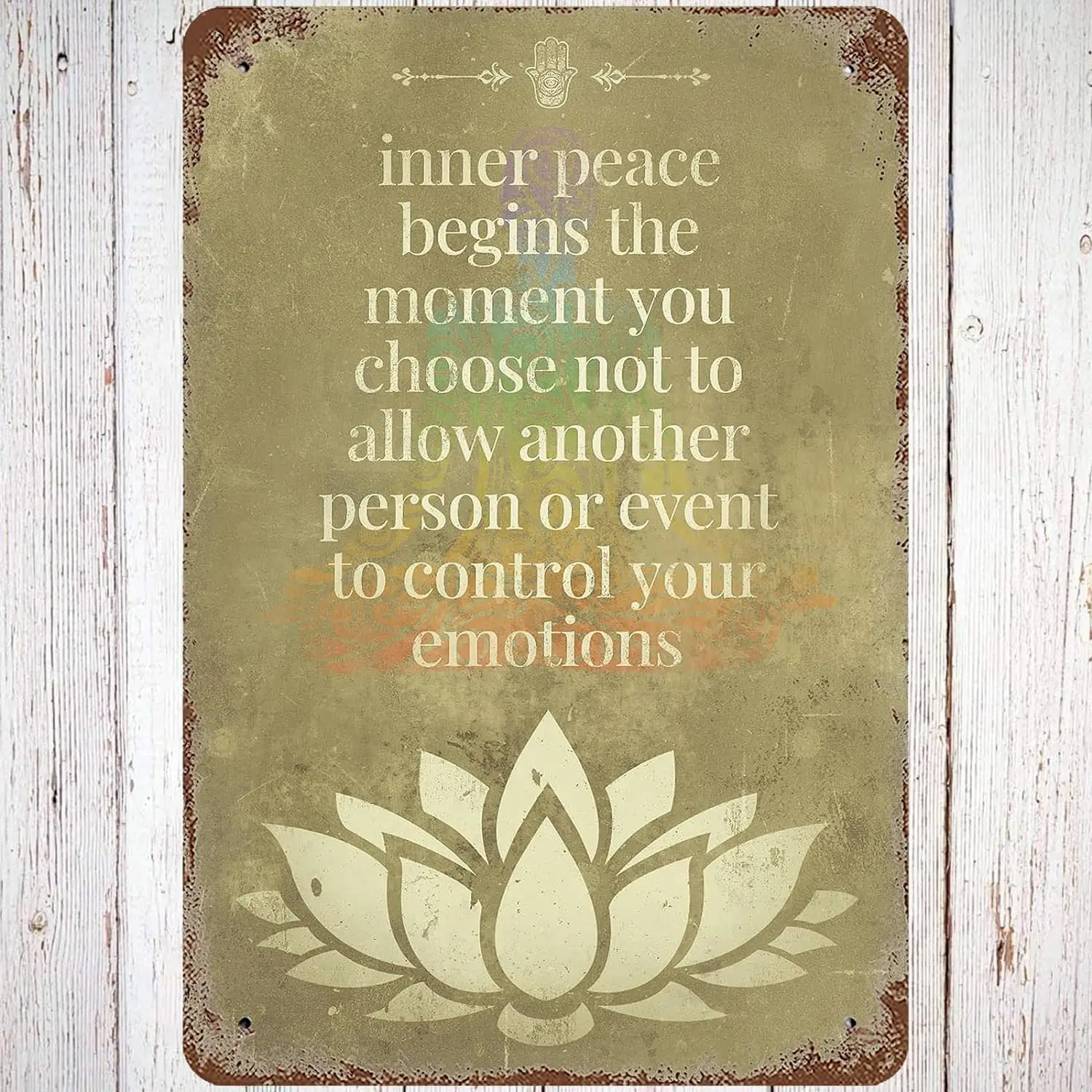 Metal Tin Sign Vintage Inspirational Yoga Quotes, Wall Decor Meditation Lotus Flowers Zen Poster Art for Home Living Room Bedroo