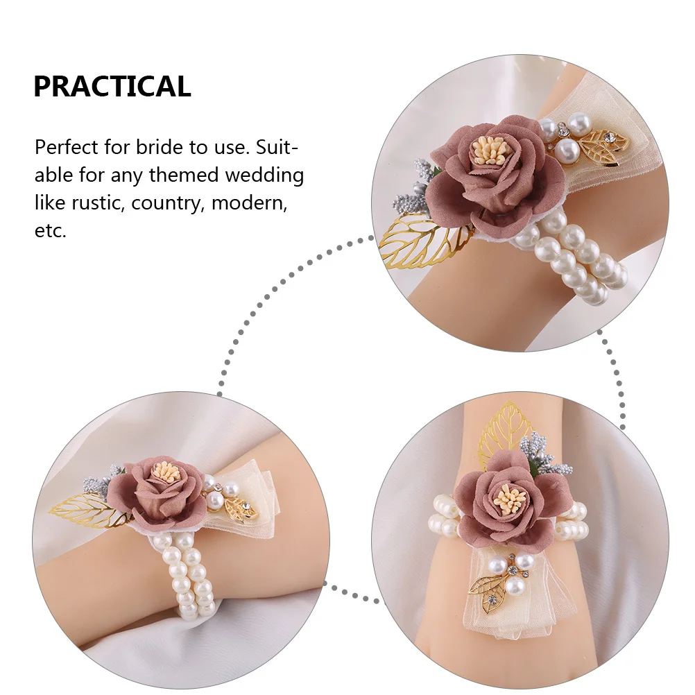 진주 손목 코사지 웨딩 손목 꽃 신부 들러리 무도회 신부 꽃 팔찌 손목띠