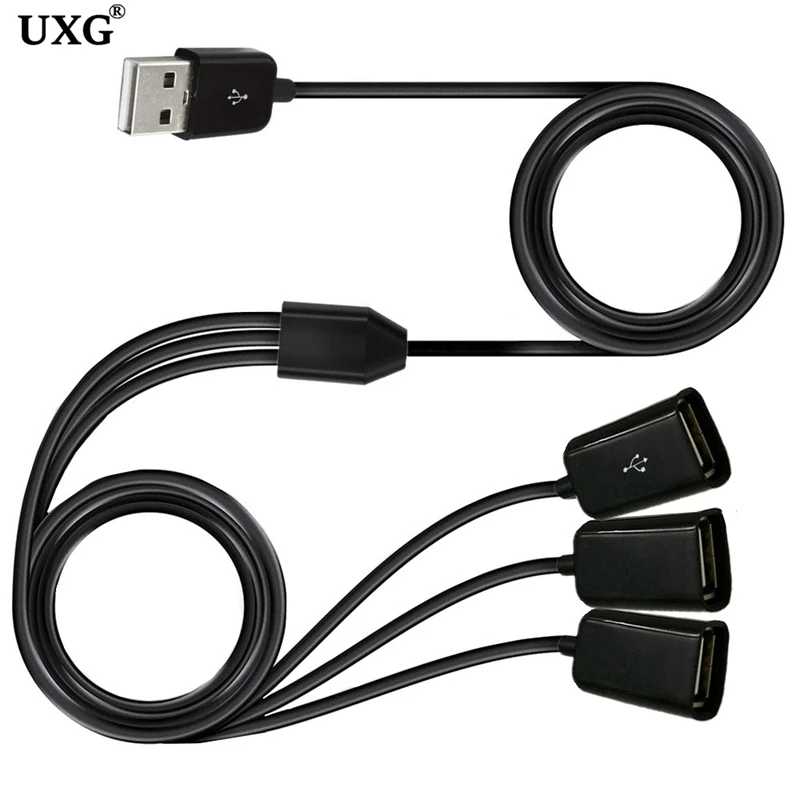 1m 3ft USB Extension Cable 3 in 1 USB Charge Fast 3A Charging Date Cable Y Splitter Cable USB Male to USB Female USB m-f Adapter