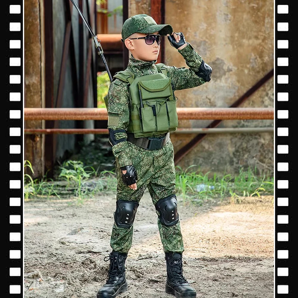 Uniforme da allenamento tattica militare per adulti per bambini Set pantaloni mimetici russi per ragazzi e ragazze Costume da combattimento per