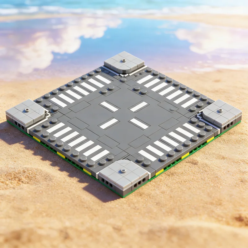 235 Piezas MOC MILS, Modelo de Intersección de Carreteras de 4 Vías, Bloques de Construcción Modulares, Decoración Creativa, Regalo Coleccionable para Niños