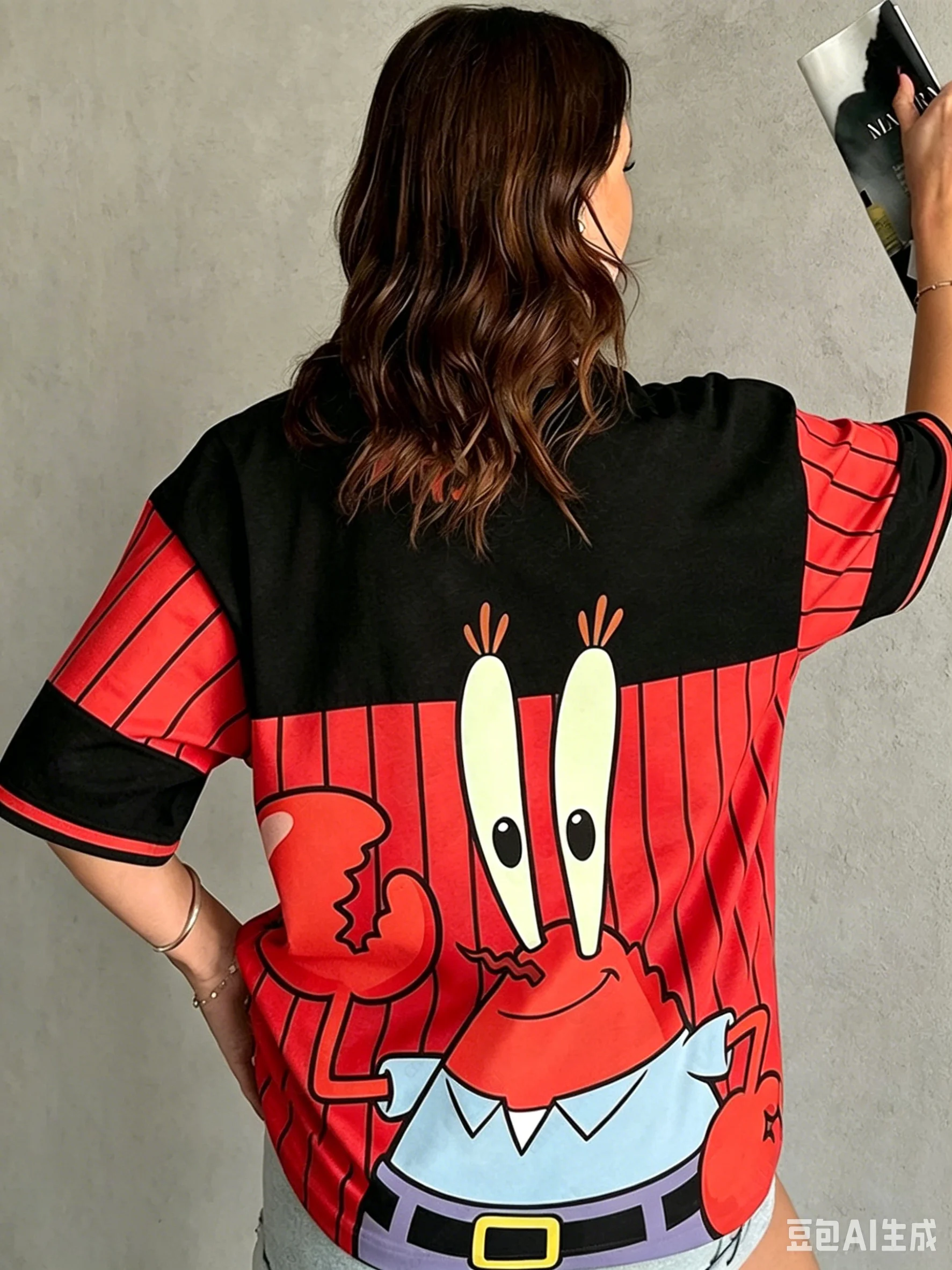 Neues SpongeBob Schwammkopf bedrucktes T-Shirt für Herren, Damen und Kinder, Eltern-Kind-Sommer-V-Ausschnitt Sport Streetwear Y2K Top – Detail 8