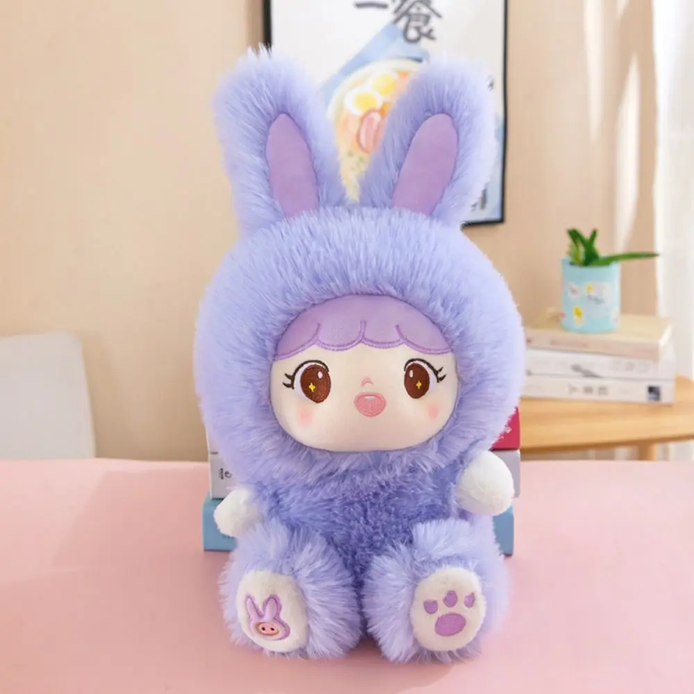 Soft Long-Haired Rabbit Doll Cartoon Cute Rabbit Pressed Bed Doll Toy Kawaii Simulation Rabbit Stuffed Toy Home Decoration