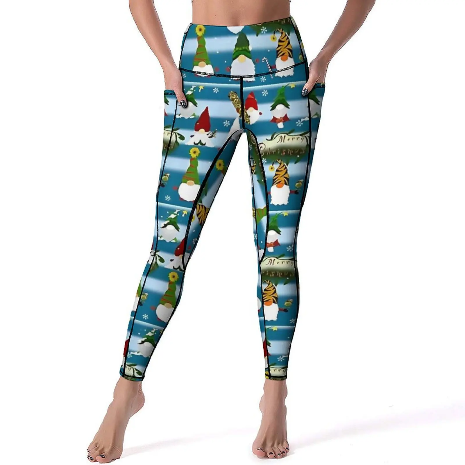 Feliz Navidad Santa lindo Gnomo pantalones de Yoga mallas gráficas sexis mallas para correr de cintura alta mujeres dulces medias deportivas elásticas