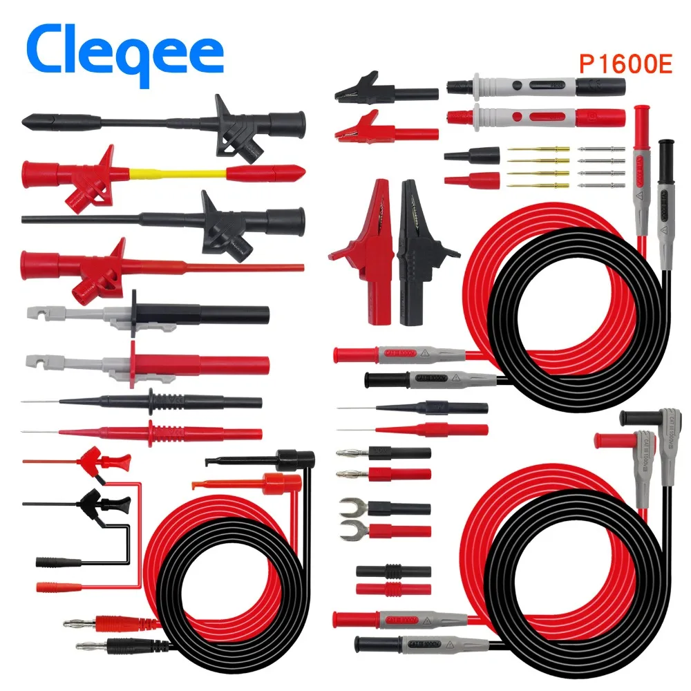 Cleqee P1600C/D/E/F Pluggable Multimeter Probe Probes Test Lead Kit Kits Automotive Probe Set IC Test Hook Compatible With Fluke