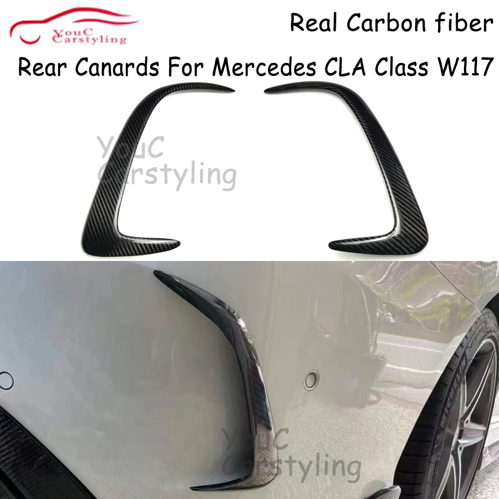 

W117 Carbon Fiber Rear Bumper Canards Splitter For Mercedes CLA Class C117 CLA180 CLA200 CLA45 AMG 13-19 Side Vent Canard Trim