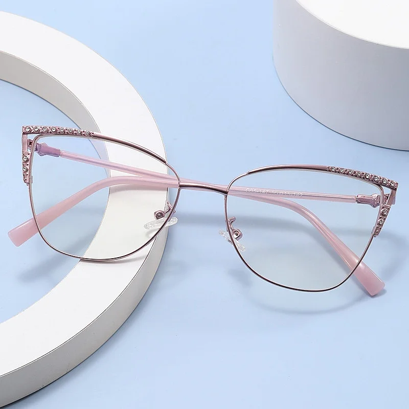 F·DRACON Metal Fashion Anti-blue Light Ladies Cat-eye Glasses Frame New Myopia Optical Prescription Glasses Frame Women 047