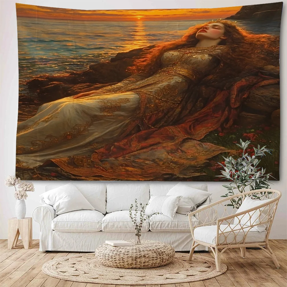 

Beautiful beach girls, boys and girls singing and dancing, background decorations, tapestries, home decor