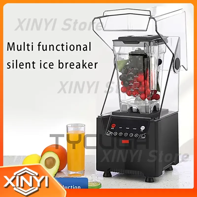 Commercial Ice Blender Machine With Soundproof Cover 110V 220V Fruit Food Ice Crusher Processor Smoothies Juicer Maker