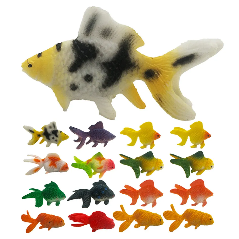 24Pcs PVC Simulated Goldfish Miniatures Lifelike Aquarium Pond Decoration Small Colorful Fish Figures Desktop Ornaments Tiny