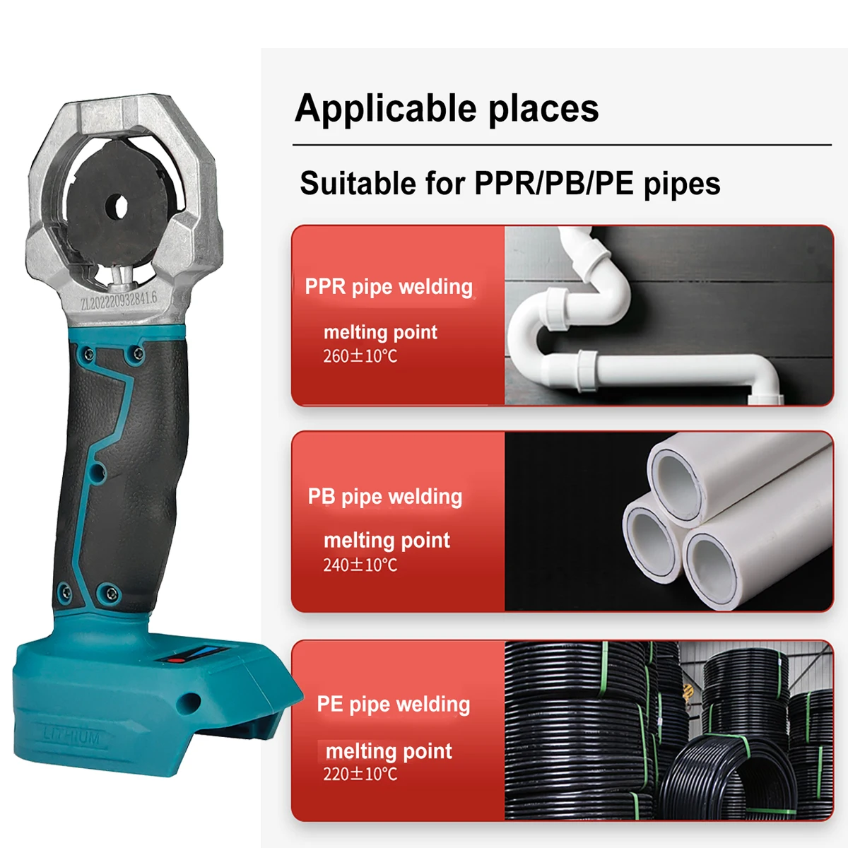 Plastic Welding Machine Cordless PE/PPR /PB 20-32MM Water Pipe Melter Support 18V Makita lithium battery