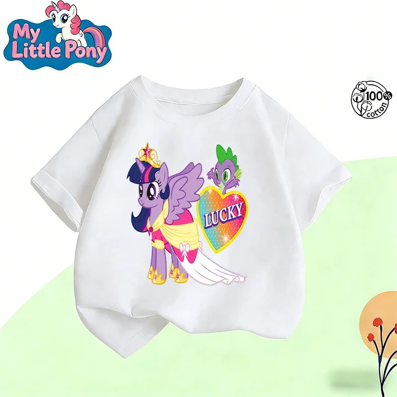 

Футболка My Little Pony 2025-26, летняя, с аниме-принтом, 100% хлопок, бренд Hasbro, для детей и унисекс, повседневная, свободная, дышащая