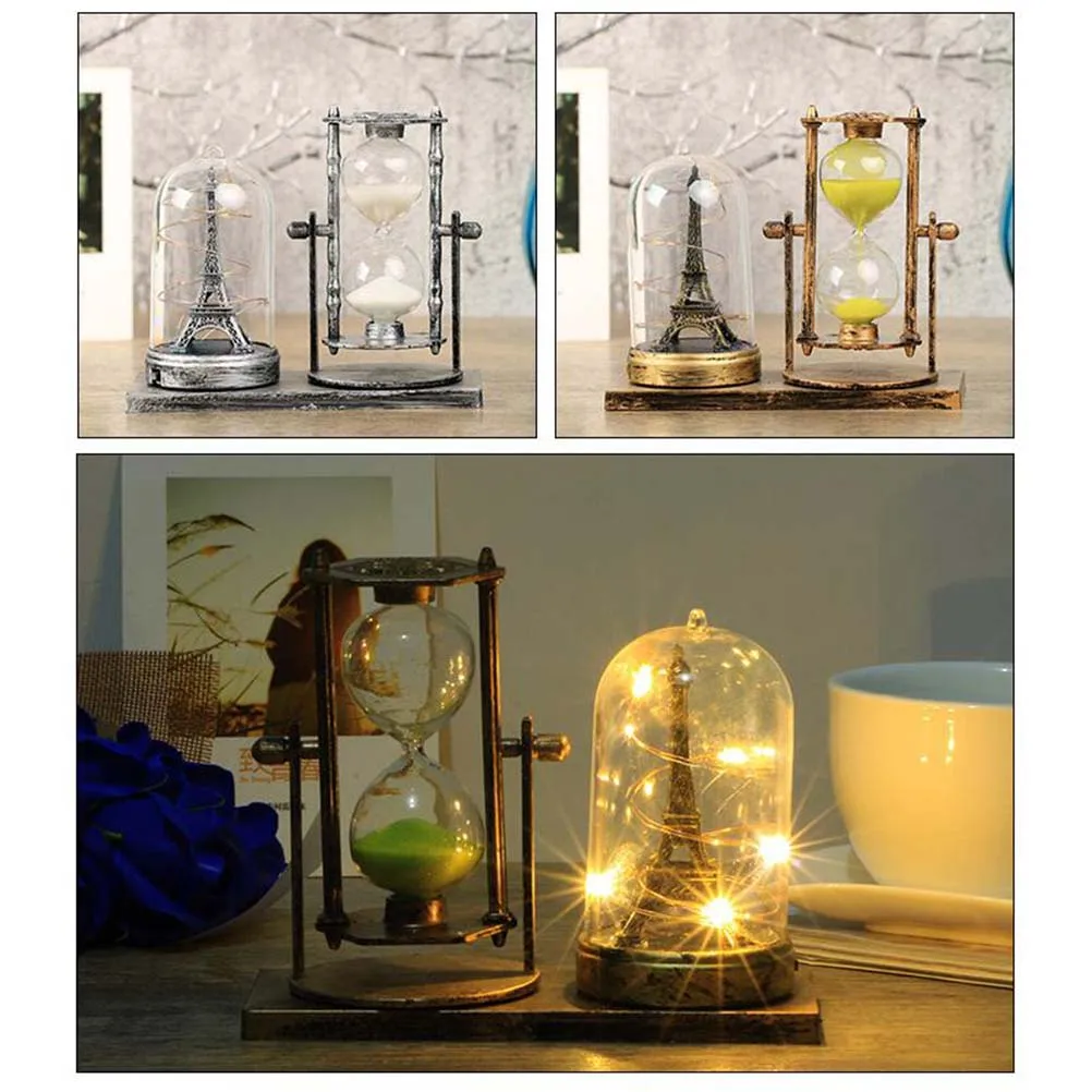 

European Style Retro Iron Tower Hourglass Timer Home Decor Desk Craft Souvenir S Clock Gifts Office Bedroom nament Creative