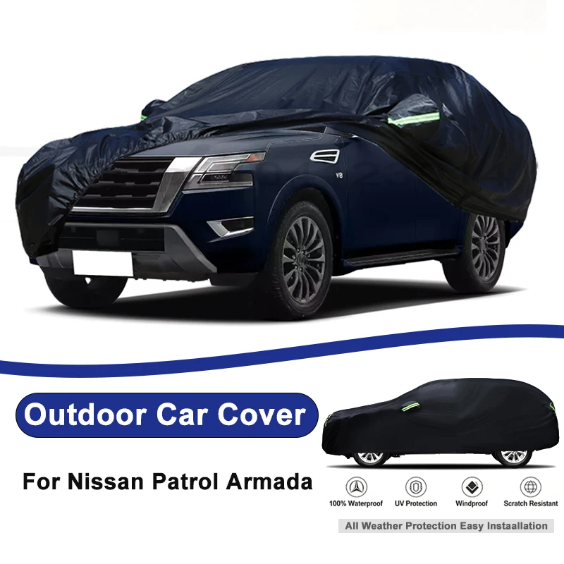 

Outdoor Full Car Cover For Nissan Patrol Armada with Reflective Strips Waterproof Snowproof Dustproof UV Protection Auto