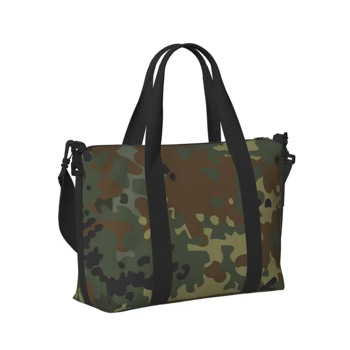 

Flecktarn Camouflage Beach Travel Bag Large Capacity Tote Bags for Gym Sport Women Shopping Duffle Shoulder Bag