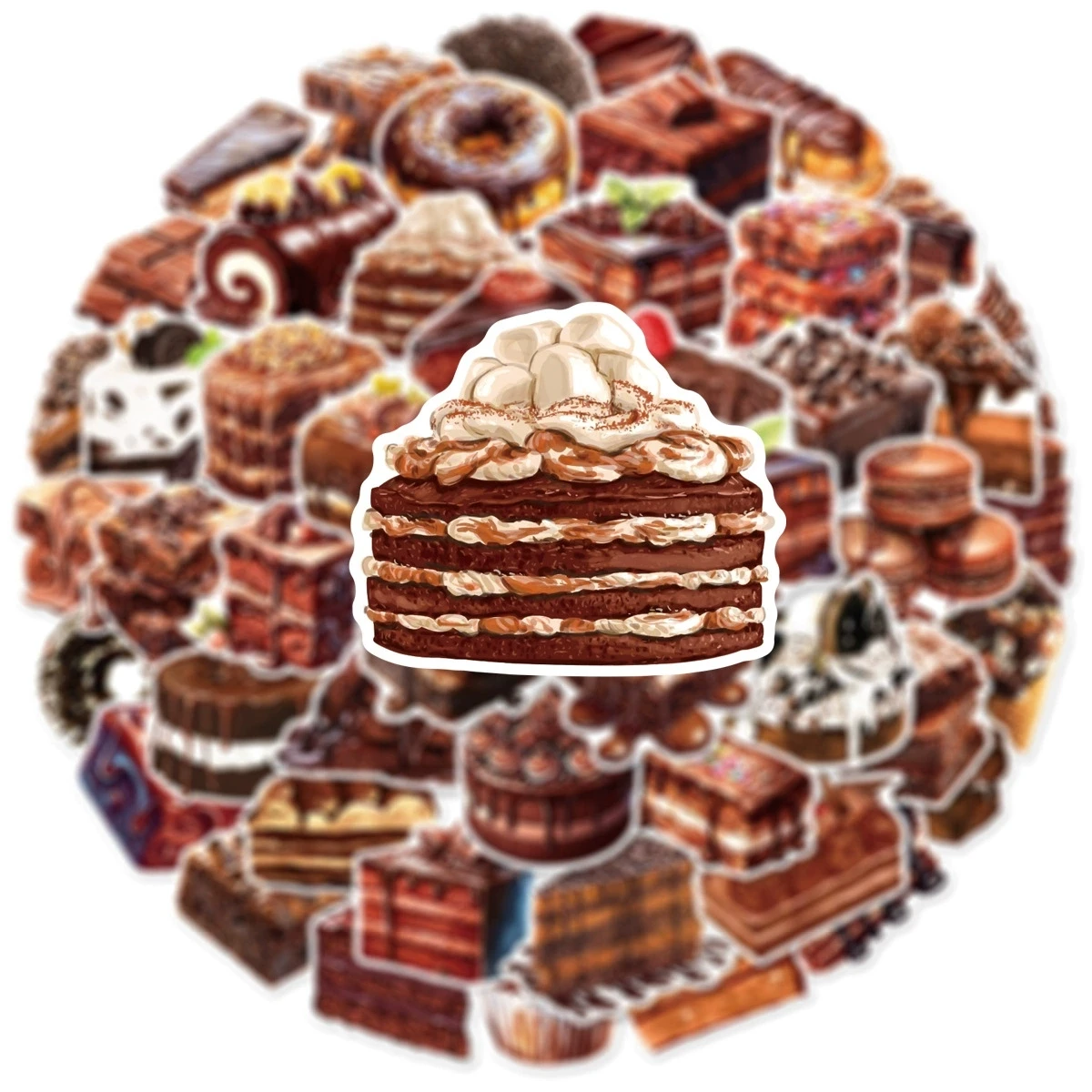 50/100PCS Chocolate Cake Dessert Graffiti Stickers Refrigerator Pastry Notebook Decoration Waterproof Stickers