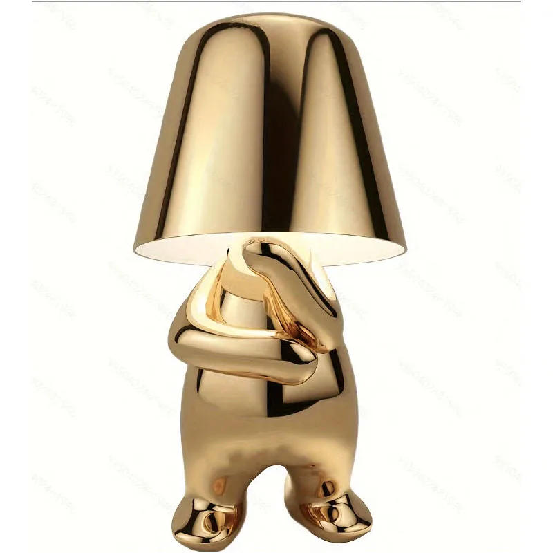 Thinkers Lamp Italian Little Golden Man Night Lights Touch Table Lamp Bedside Coffee Shop kid\'s Room Decor Children\'s Day Gift