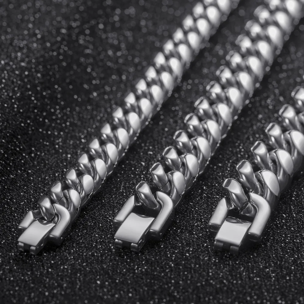 Fashion Punk Men's Necklace 5,6,8,10,12,14mm Jewelry Stainless Steel Necklace Choker Metal Cuban Necklace Men/Women