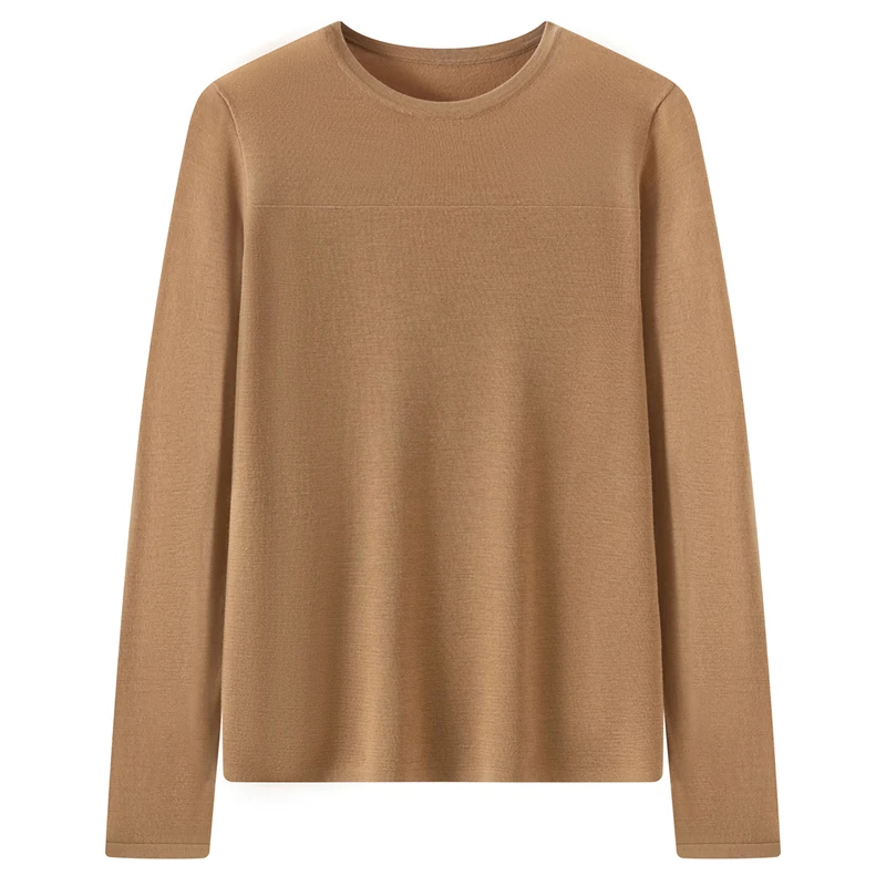 

Spring/Autumn Refined Yangtze Yarn 100% Wool Women's Pullover Casual Knit Sweater Loose Round Neck Tops Fashionable Thick Jumper