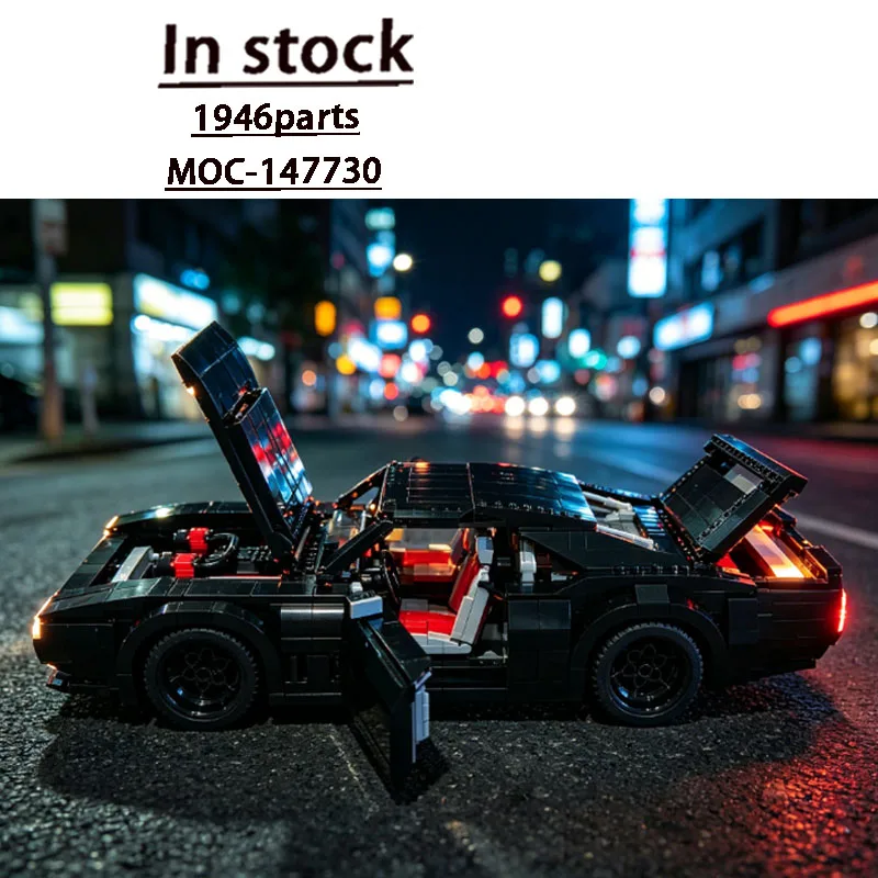 MOC-147730 Black New Classic Sports Car Racing Building Blocks 1946 Parts Boy Kids Birthday DIY Building Blocks Toy Gifts