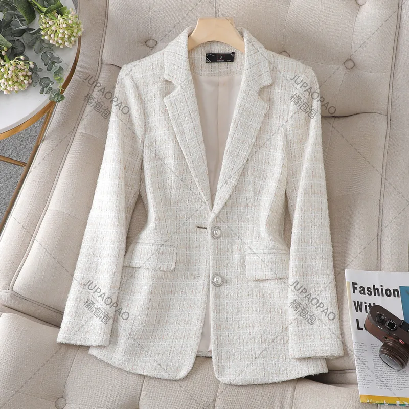 JU PAO PAO Pink Suit Women's 2024 Autumn/Winter New High End Jacquard Plaid Design Sense Temperament Goddess Style Suit Coat