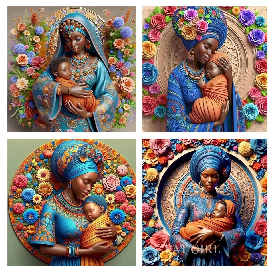 New Mother Love 5d Diamond Painting Embroidery African Rhinestone Picture Full Square Mosaic Jewelry Cross Stitch Kit Wall Decor