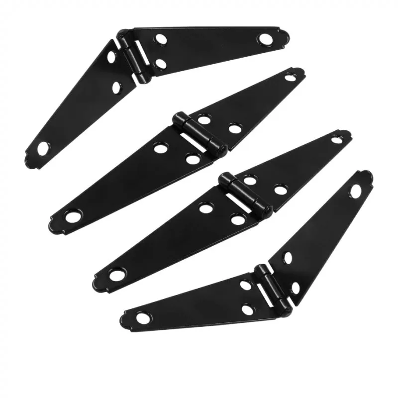 2Pcs Heavy Duty Strap Hinges Black Shed Door Gate Hinges with Screws for Fence Wood Gate Cabinet Door