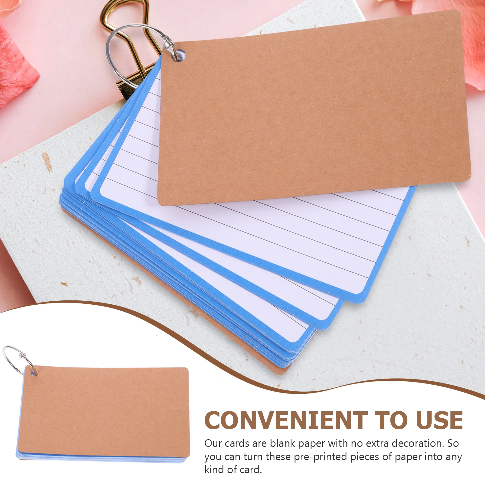 

2 Books Cards Thickened Blank Writing Note Stationery White Lined Lightweight Portable Diy Message Flashcards Word