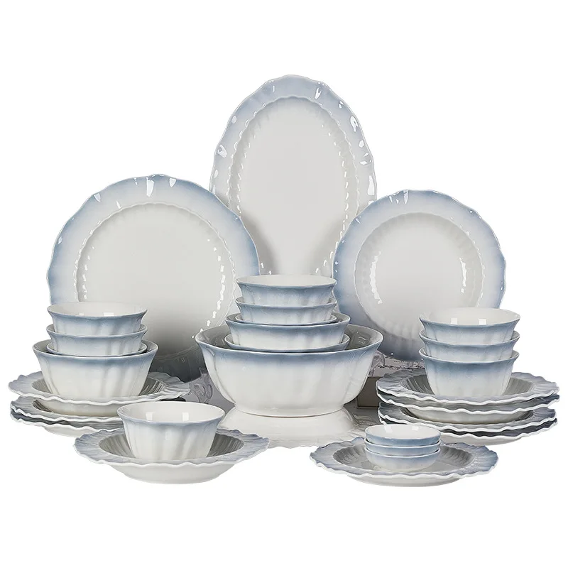 

Underglaze color French bowl set, household tableware 2025 new set, housewarming, high-value tableware