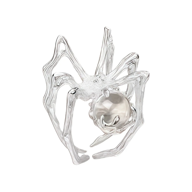 Punk Jewelry Adjustable Dark Art Ring Featuring Shimmering Moonstone