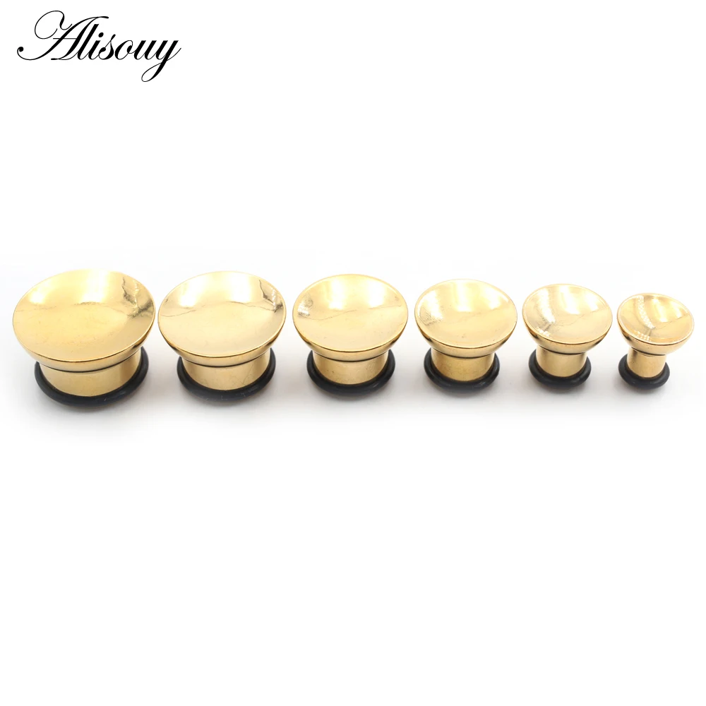 Alisouy 2PCS Concave Hollow Stainless Steel Bowl Shaped Flared Ear Tunnels Plugs Expander Stretcher Gauges Piercing Body Jewelry