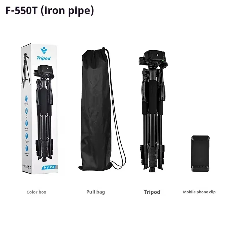 Tripod ponsel profesional, dudukan ponsel F550T dengan lampu Remote untuk kamera ponsel dan lampu memancing malam