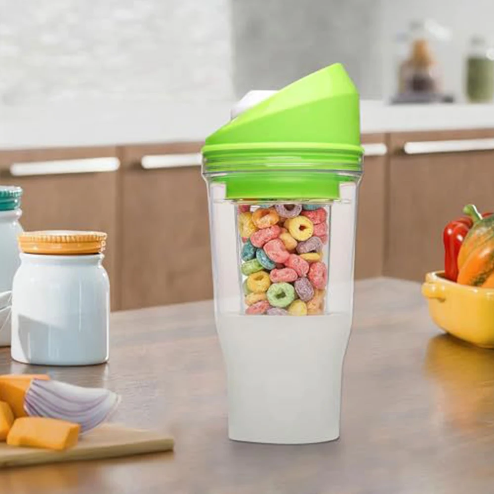 

Двухслойная чашка для воды для завтрака, сепаратор для молока и круп, портативное герметичное холодное и горячее использование, идеально подходит для офисных работников и студентов