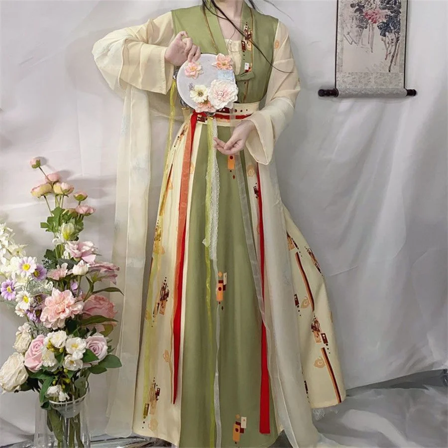 Hanfu ชุดเดรสผู้หญิงจีนดั้งเดิมชุดคอสเพลย์ผู้หญิงวินเทจแบบปักไล่ระดับสีชุดแบบโบราณชุดปาร์ตี้