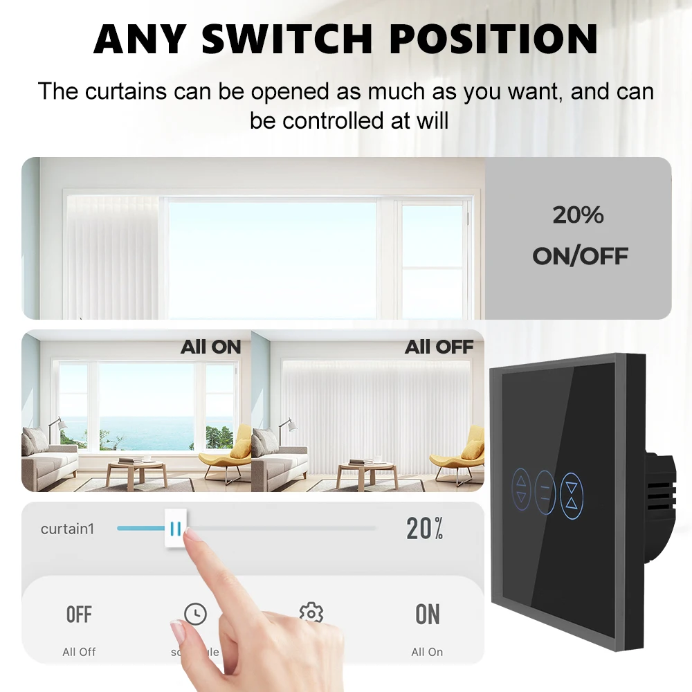Tuya-Joli de Rideaux et de Stores WiFi Smart Life, Prise UE, Volet Roulant, Panneau Tactile, Commutateurs Électriques, Google Home, Alexa, Commande Vocale