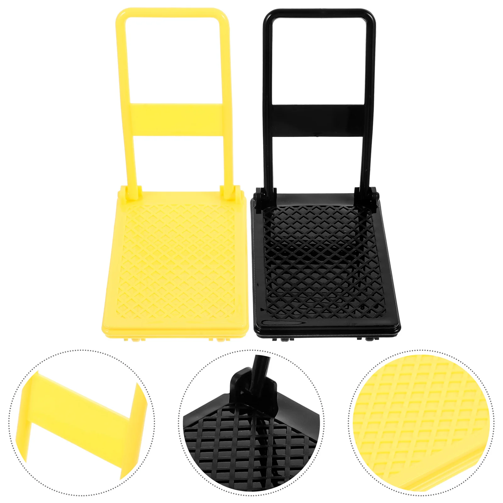 2 Pcs House Cart Miniature Storage Platform Toy Accessories Trolley Model Decorations Plastic Simulated