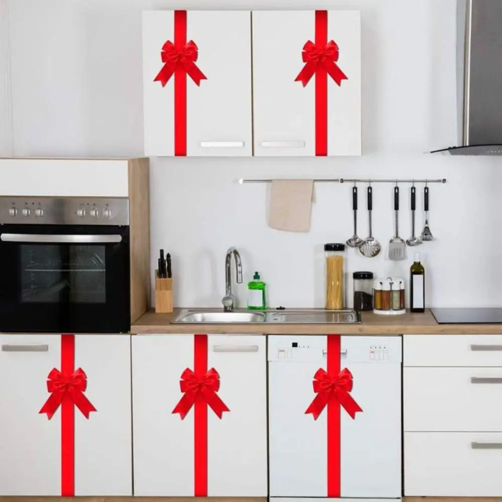 

Creative Large Size Christmas Cabinet Door Ribbon Bow Self-adhesive Green/Red Gift Wrapping Bow Window Bow New Year