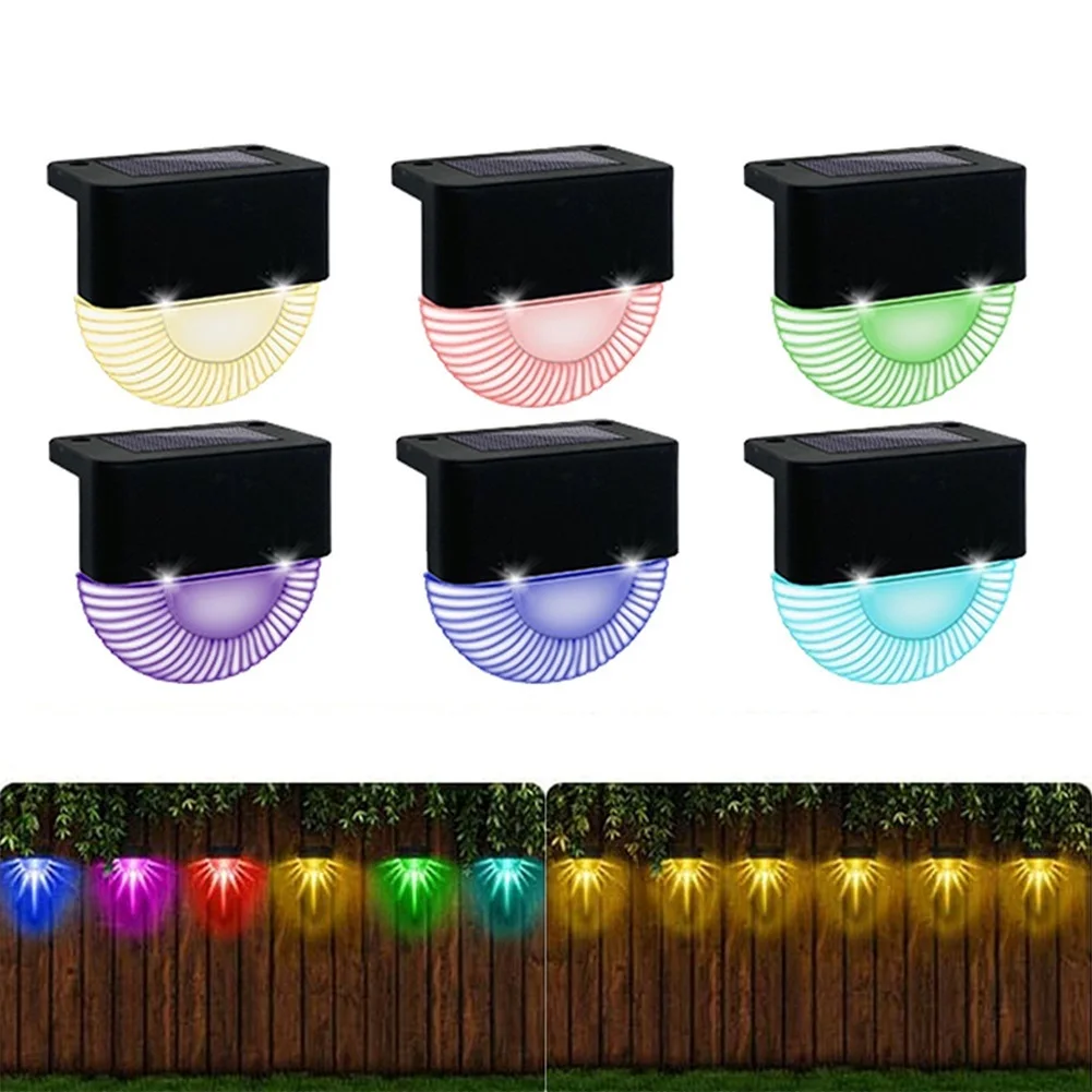LED Solar RGB Colorful Warm White Stair Lights Outdoor Lighting Garden Decoration Patio Step Yard Fence Wall Lamp Energy Saving