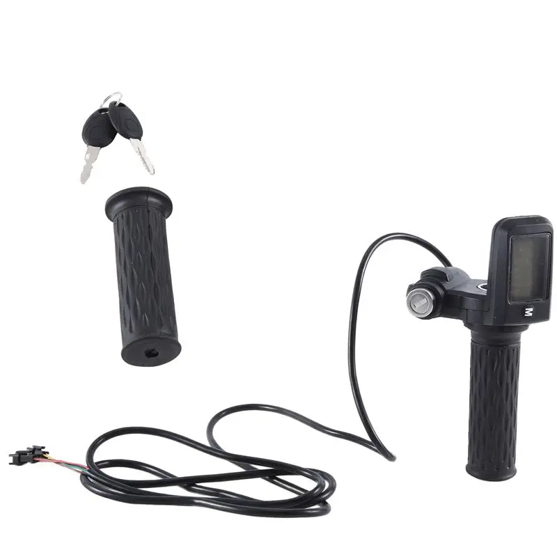 

Электрический дроссельный переключатель для велосипеда с ЖК-дисплеем, отображающим скорость, пробег и заряд батареи, с ключом-замком, прост в использовании.