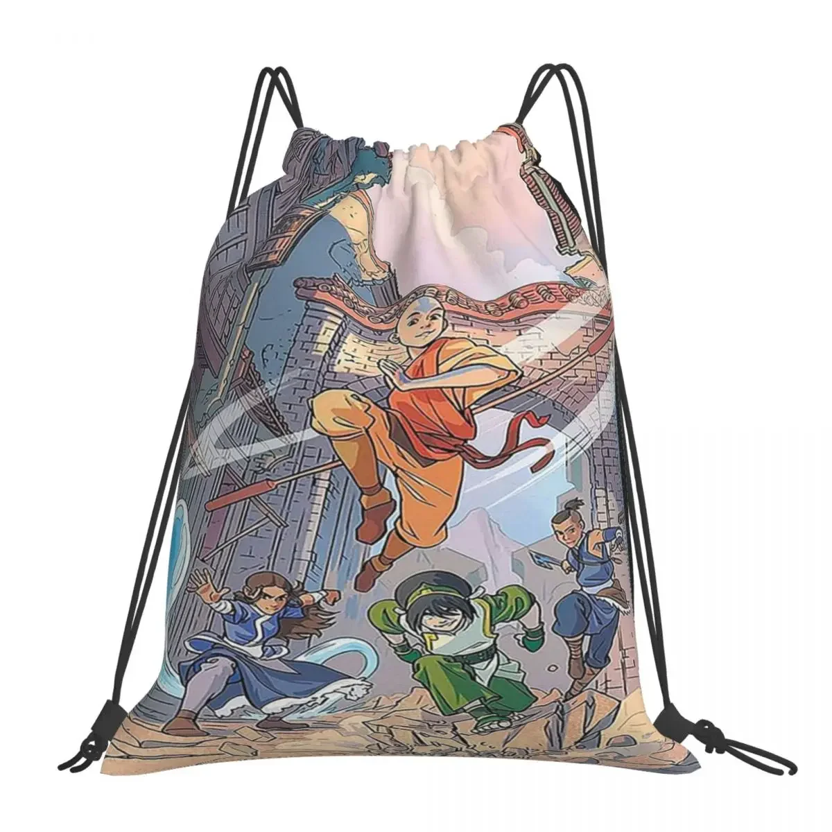 

Design Avatar Aang Backpacks Fashion Portable Drawstring Bags Drawstring Bundle Pocket Shoes Bag BookBag For Man Woman School