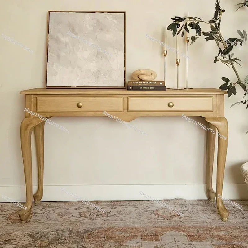 American simple solid wood desk study bedroom home desk student writing table retro workbench