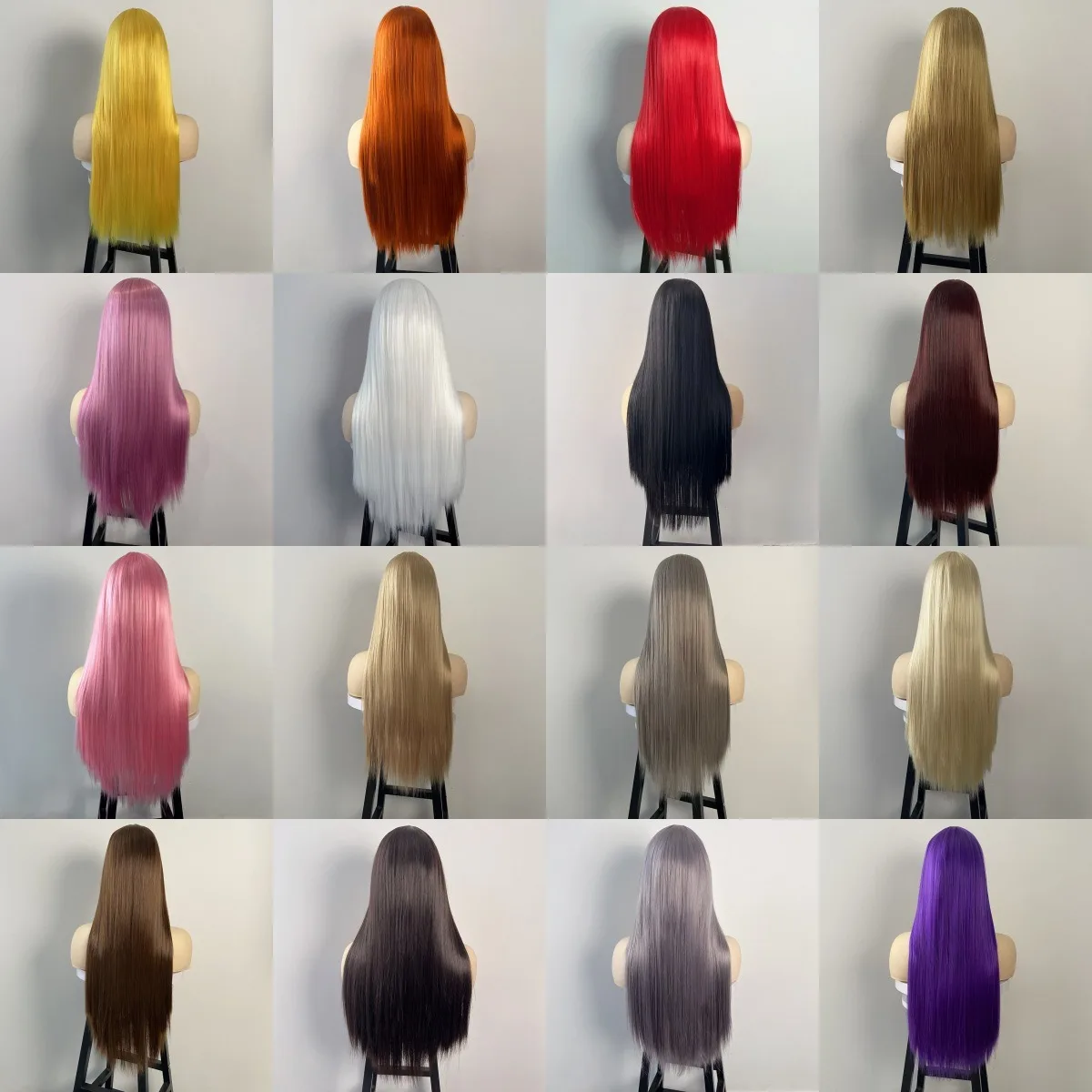 COS Colored Synthetic Hair Long Straight Hair with Flat Bangs and Long Hair Mechanism Full Head Cover Makeup Party Dress Up Wig