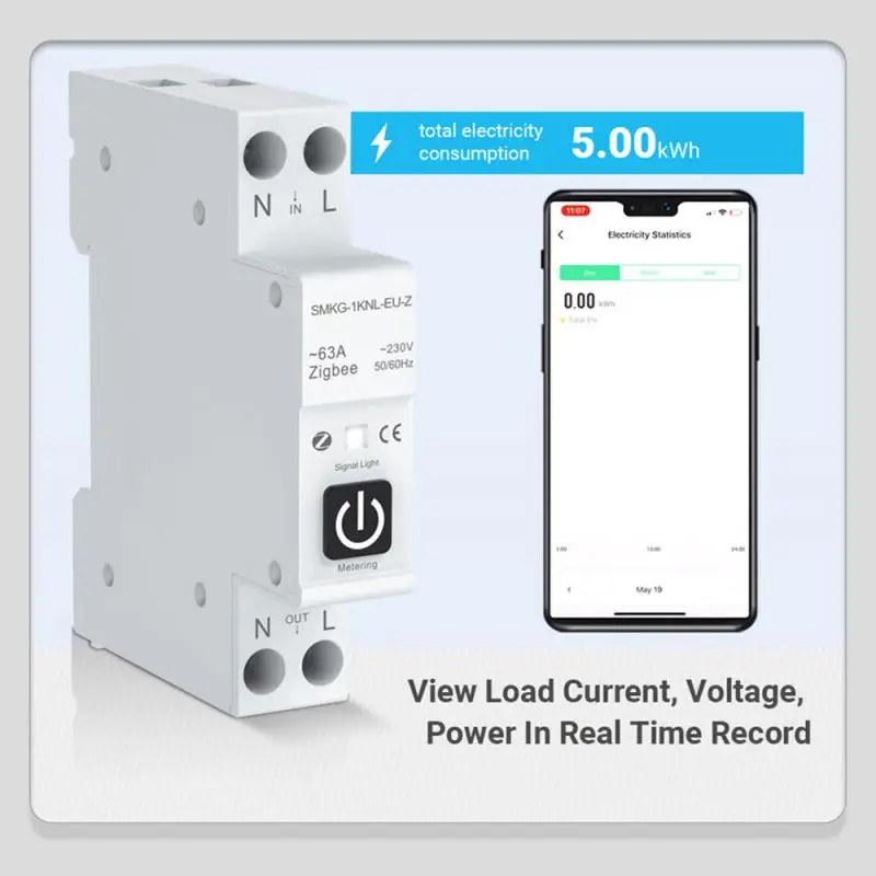 Xiaomi-disyuntor inteligente TUYA ZigBee, interruptor de Control remoto inalámbrico con medición de 1-63A, carril DIN, aplicación Smart Life