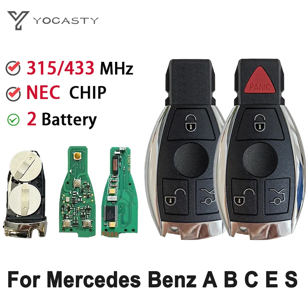 

YOCASTY 2 аккумуляторный дистанционный ключ 433 МГц/315 МГц чип NEC для Mercedes Benz A B C E S Class W203 W204 W205 W210 W211 W212 W221