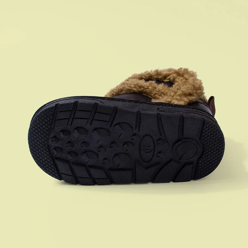 شتاء جديد وصول براون فو شيرلينغ طوق أسود أبيض العصرية الدفء الاطفال الثلوج أحذية عادية لينة وحيد للجنسين سنوبروف #5